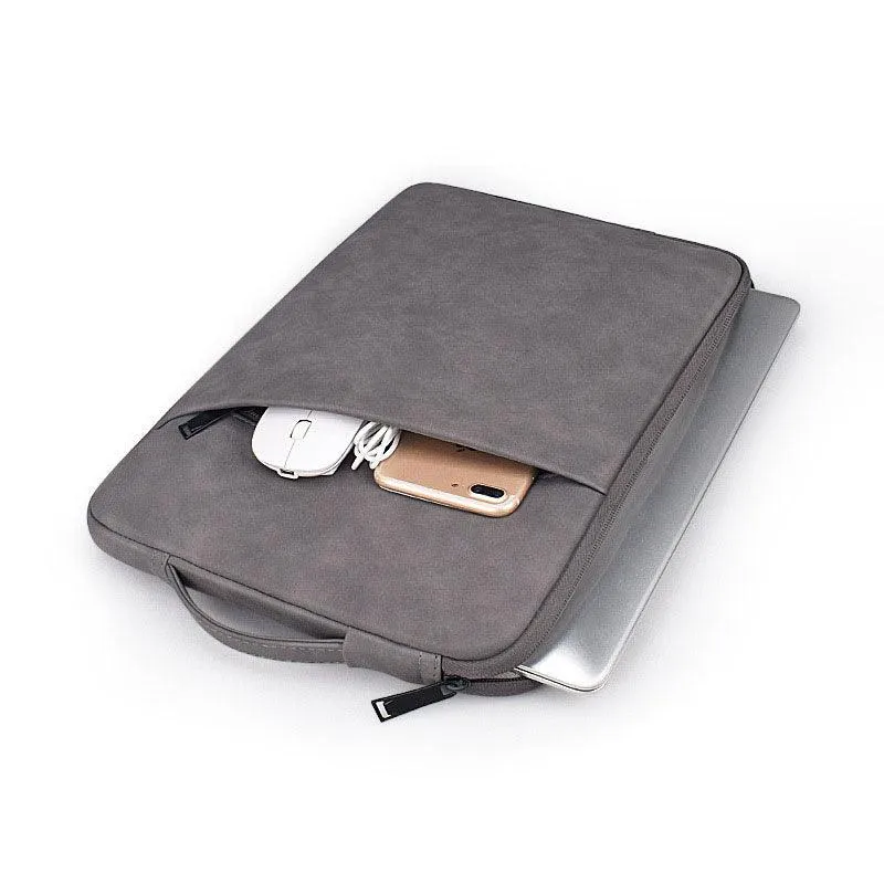 Sleek And Stylish Slant Zipper Designed Laptop Sleeve- Khaki