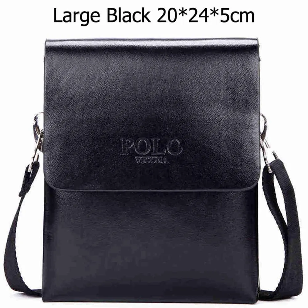 Solid Double Pocket Soft Leather Shoulder Bag