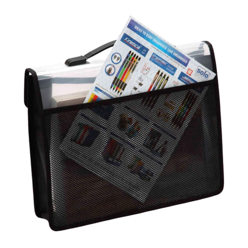 Solo Document Bag With Xtra Pocket   Lock & Handle Black F/C Size DC 555