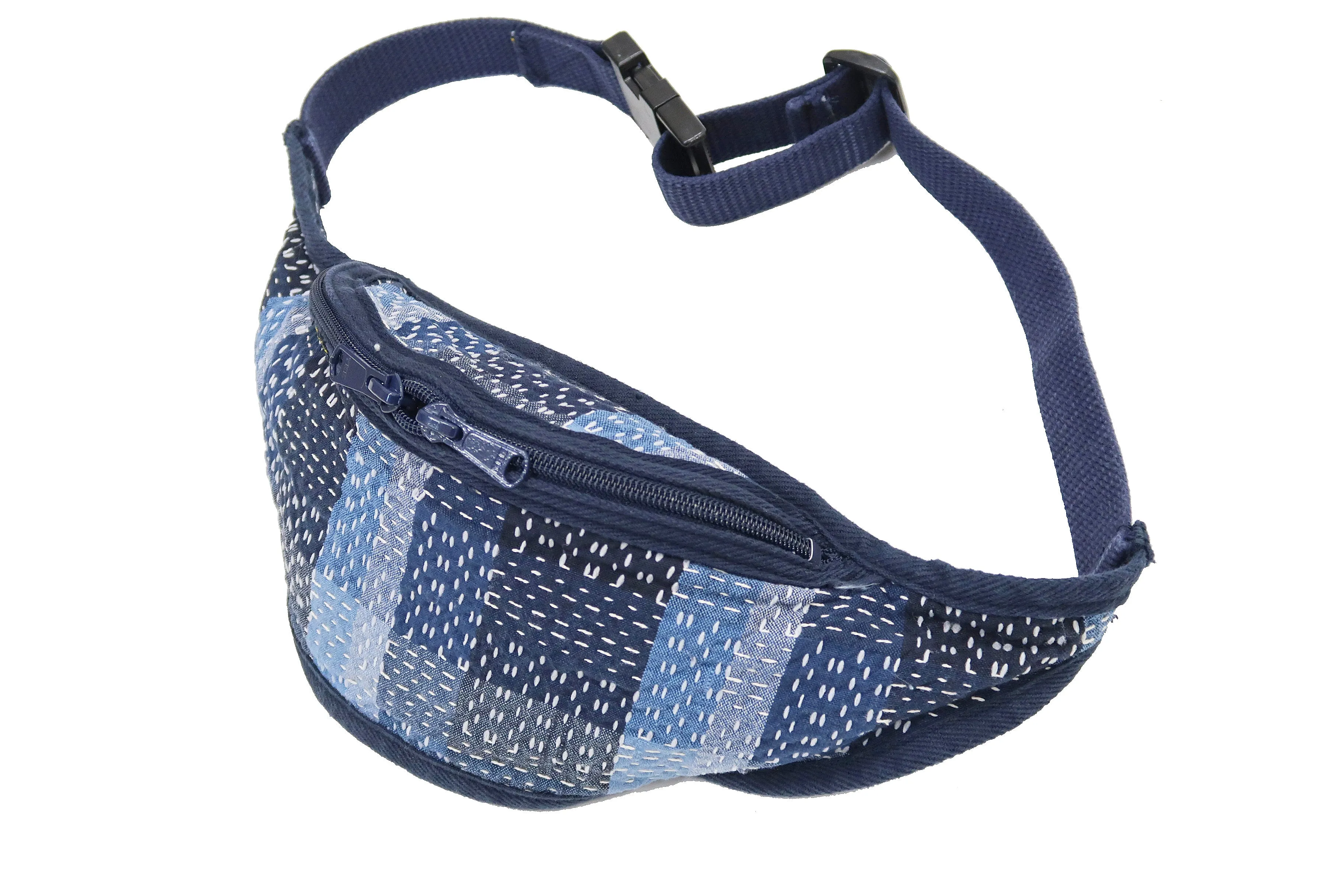 Studio D'artisan Sashiko Waist Bag Pouch Unisex Casual Japanese Style Fanny Pack 7538 Blue