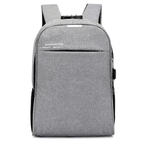 Super Smart Anti-Theft Security Lock BackPack With USB Charging Port- Ash