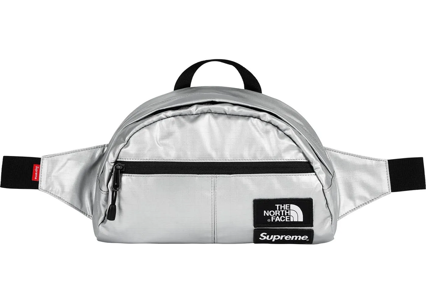 Supreme x The North Face S/S '18 Metallic Roo II Lumbar Pack Silver