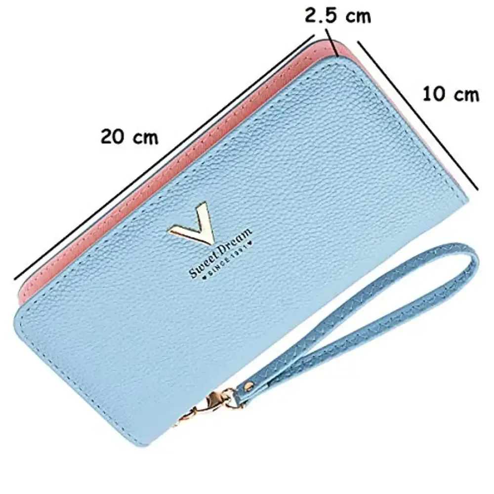 Syga Blue PU Leather Women's Clutch (V_Wallet_Blue)