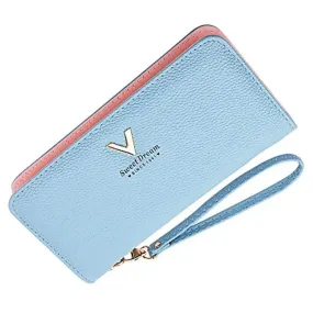 Syga Blue PU Leather Women's Clutch (V_Wallet_Blue)