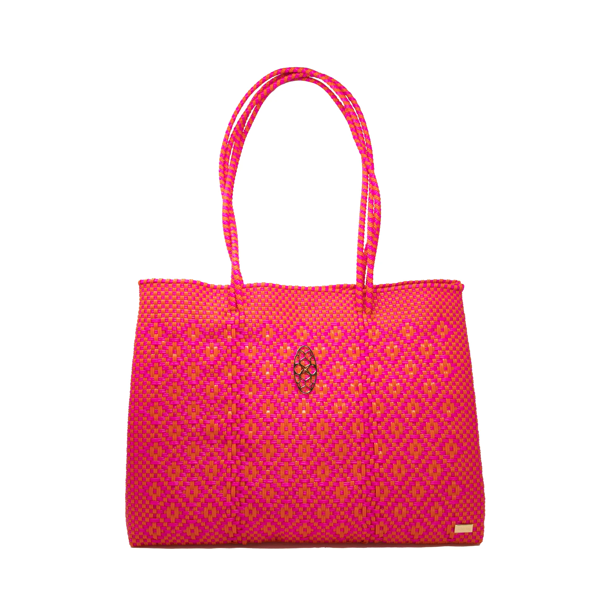 TRAVEL PINK ORANGE AZTEC TOTE WITH CLUTCH