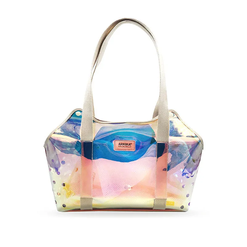 Unicorn Dreams Iridescent Clear Pet Carrier Breathable Design One Shoulder Pet Bag with For Cats, Dogs and Small Animals 14” x 12” x 7”