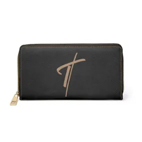 Uniquely You Womens Wallet - Zip Purse / Black & Light Brown Cross