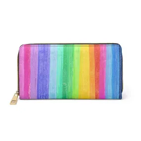 Uniquely You Womens Wallet - Zip Purse / Rainbow Stripe Pastel