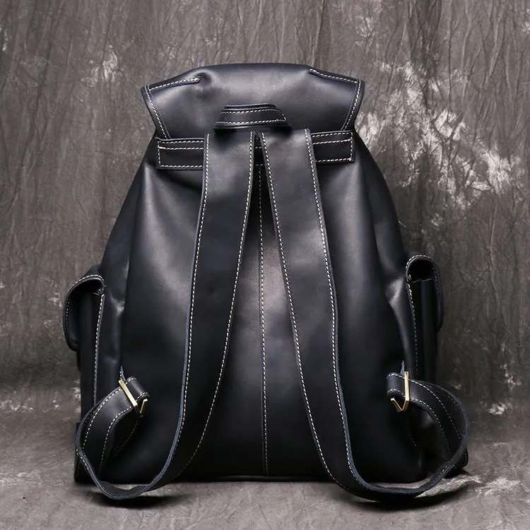 Unisex Full Grain Leather Backpack Women's Drawstring Backpack Handmade Genuine Leather Large Laptop Bag Gifts For Christmas