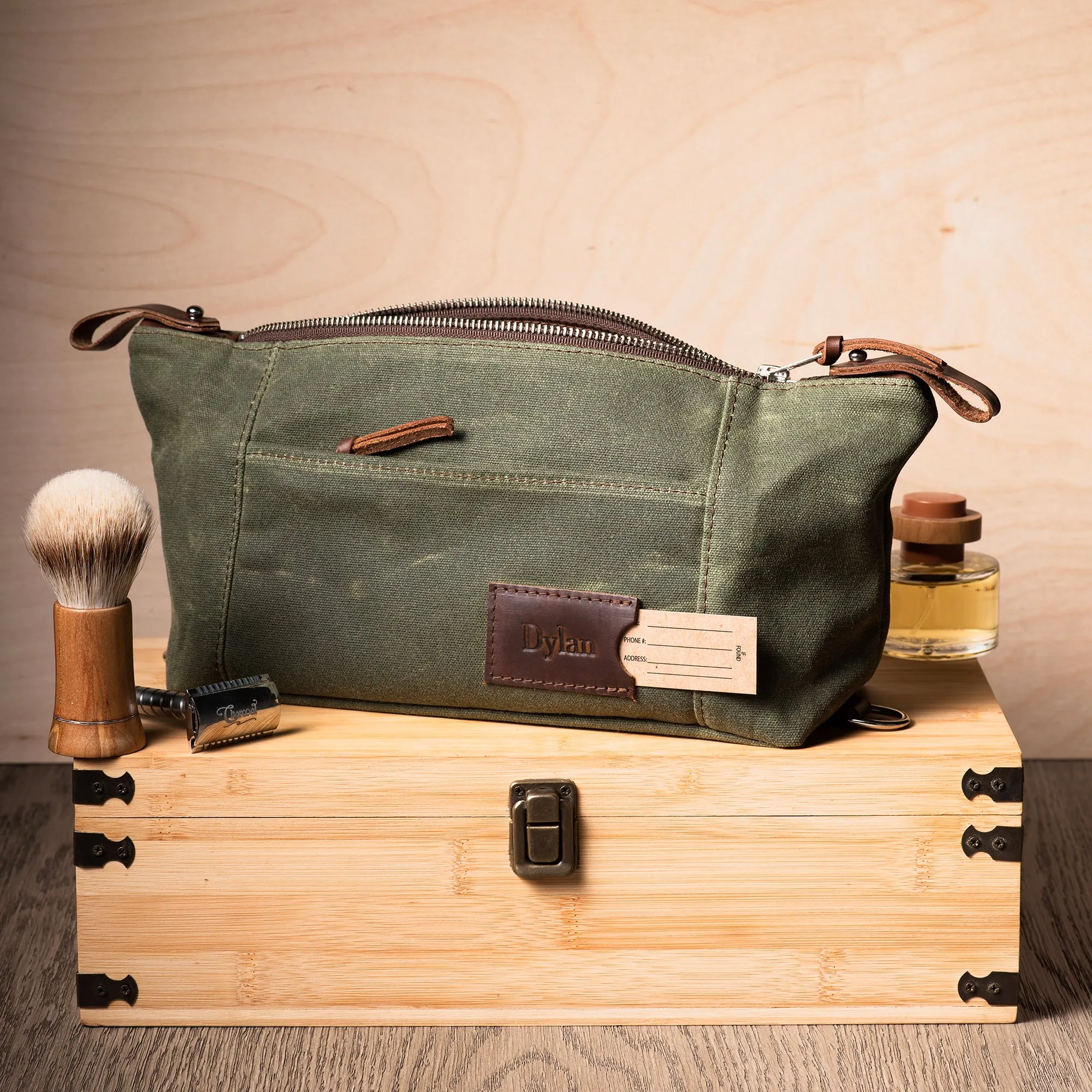 Waxed Canvas Dopp Kit - Personalized