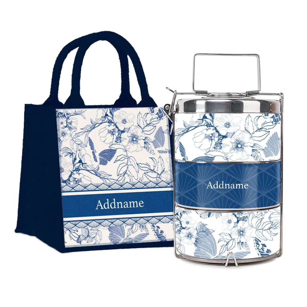 Wild Rose Artline Series 3-Tier Premium Medium 13.5cm Tiffin Carrier [FREE Custom Add Name]